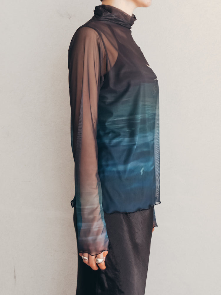 High Neck Sheer Top / 04Crescent｜ハイネックシアートップス