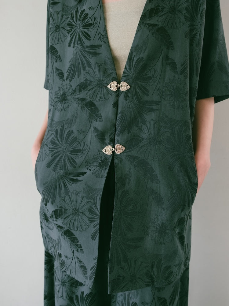Satin Jacquard Collarless Jacket｜サテンジャガードカラーレス