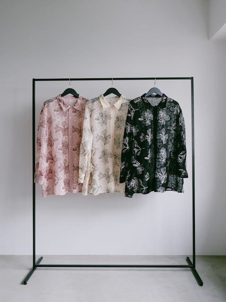 【26ss_EXB】Flower Embroidery Over Shirt