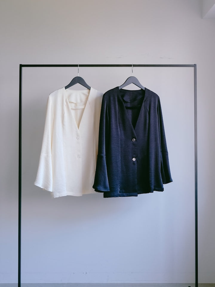 【26ss_EXB】Flare Sleeve Satin Jacket
