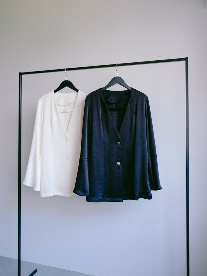 【26ss_EXB】Flare Sleeve Satin Jacket