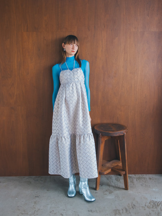 KEEPSAKE アシンメトリー ペイント模様 モックネック ドレス