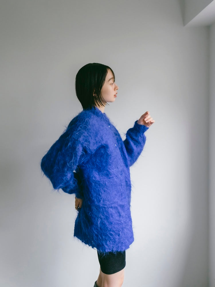 AMERI ブルー モヘア風 シャギー　コート　Blue AMERI ブルー モヘア風 シャギー コート Blue レディース