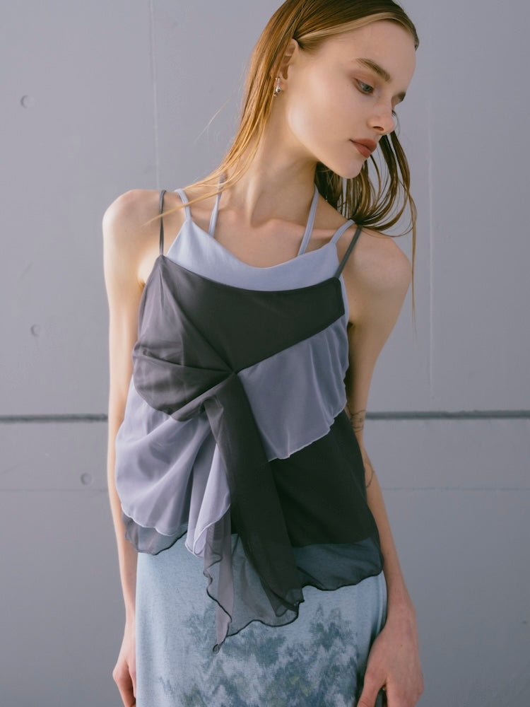 Bi-color Raffle Sheer Camisole｜ラッフルシアーキャミソール – MARTE