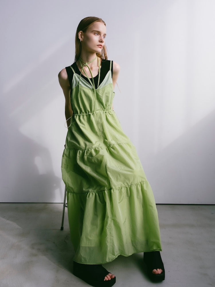 Mesh Panel Tiered Dress｜メッシュ切り替えティアードワンピース – MARTE
