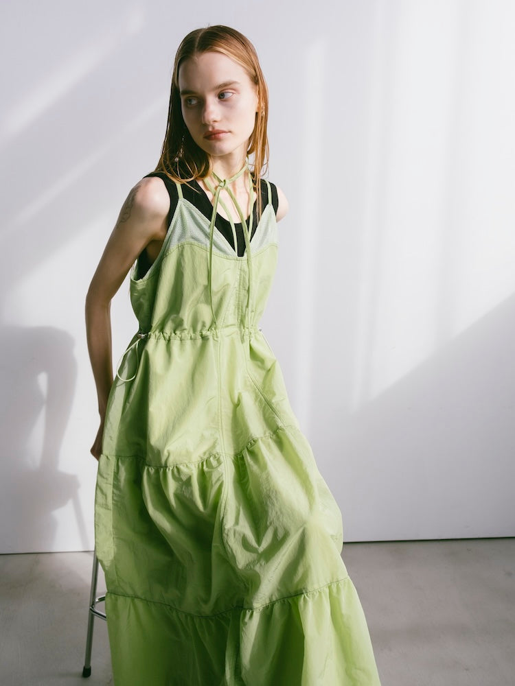 Mesh Panel Tiered Dress｜メッシュ切り替えティアードワンピース – MARTE