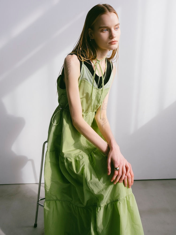 Mesh Panel Tiered Dress｜メッシュ切り替えティアードワンピース – MARTE