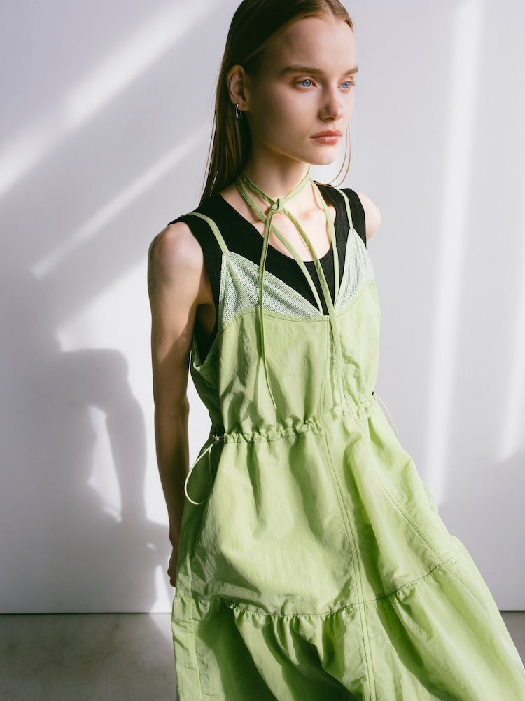 Mesh Panel Tiered Dress｜メッシュ切り替えティアードワンピース – MARTE