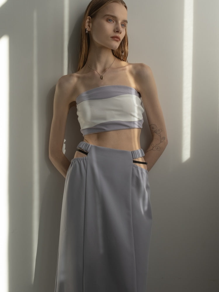 モデル身長：167cm / カラー：Lilac×White / 着用サイズ：Sサイズ