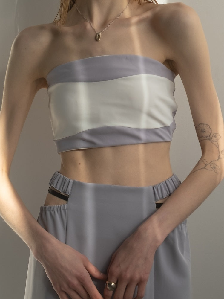 モデル身長：167cm / カラー：Lilac×White / 着用サイズ：Sサイズ