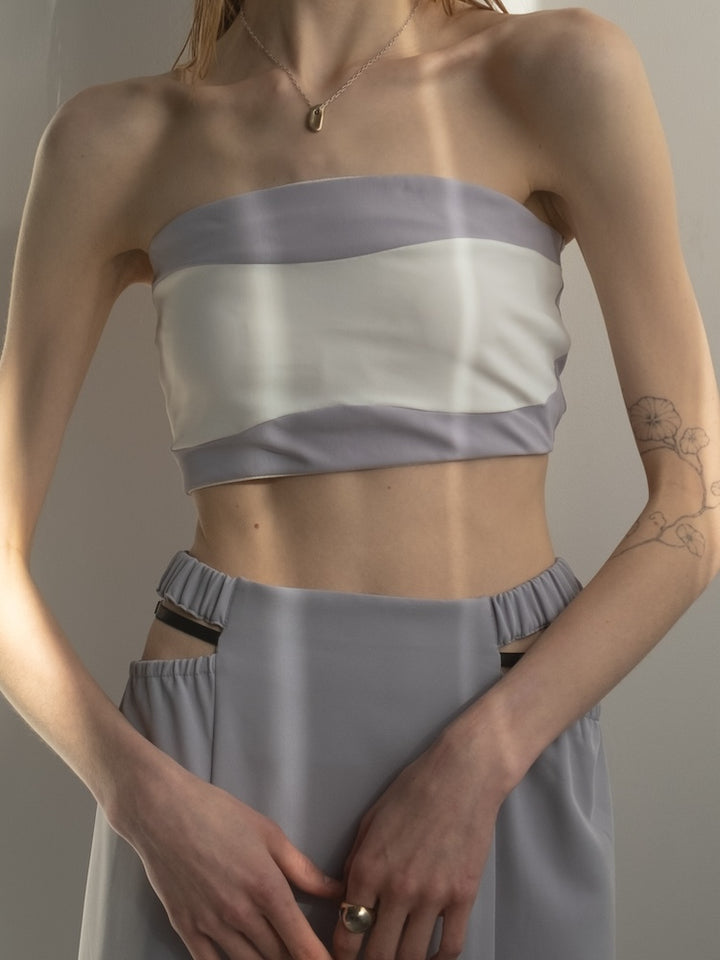 モデル身長：167cm / カラー：Lilac×White / 着用サイズ：Sサイズ