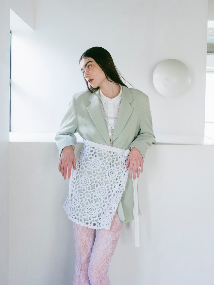 Upcycle Lace Apron / White3