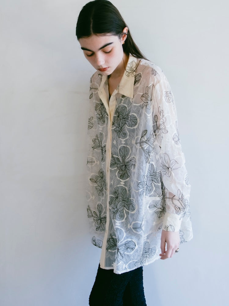 Flower Embroidery Over Shirt｜花柄刺繍オーバーシャツ – MARTE