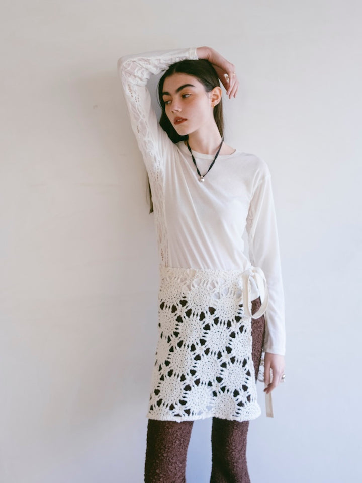 Upcycle Lace Apron / White1