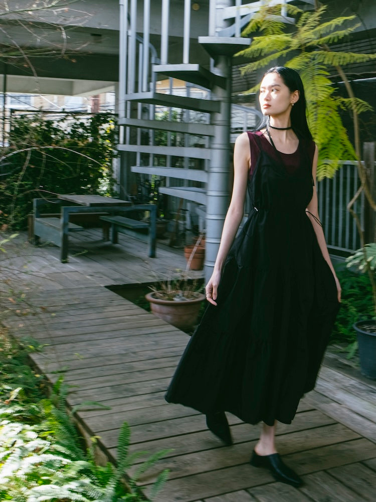 Mesh Panel Tiered Dress｜メッシュ切り替えティアードワンピース – MARTE