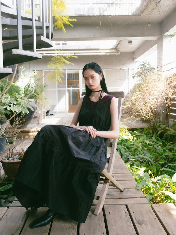 Mesh Panel Tiered Dress｜メッシュ切り替えティアードワンピース – MARTE