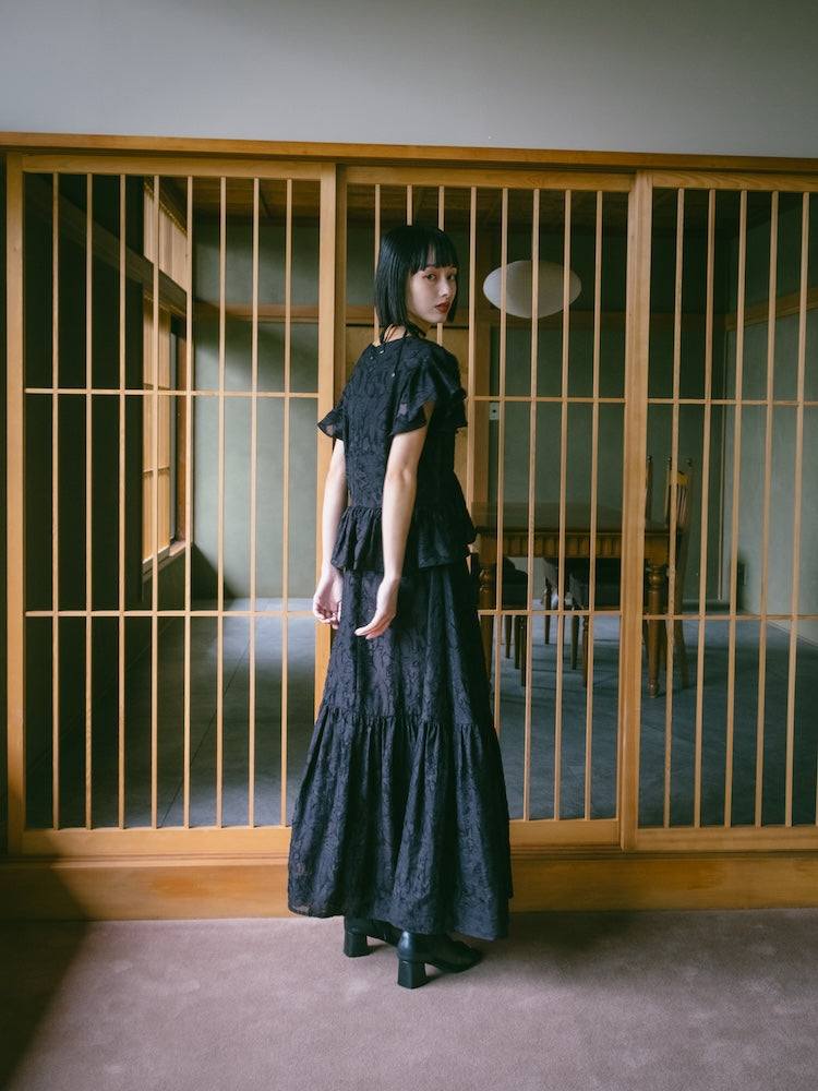【ピ】marte Bi-Color Sheer Jacquard Bi-Color Sheer Jacquard Dress｜バイカラーシアージャガード