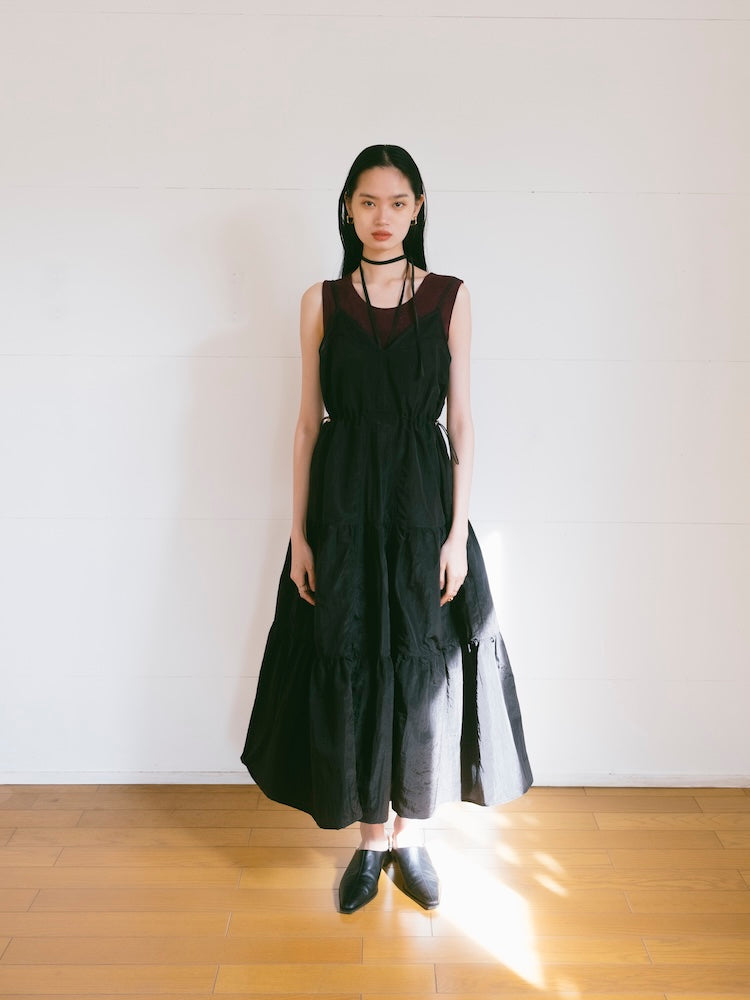 Mesh Panel Tiered Dress｜メッシュ切り替えティアードワンピース – MARTE