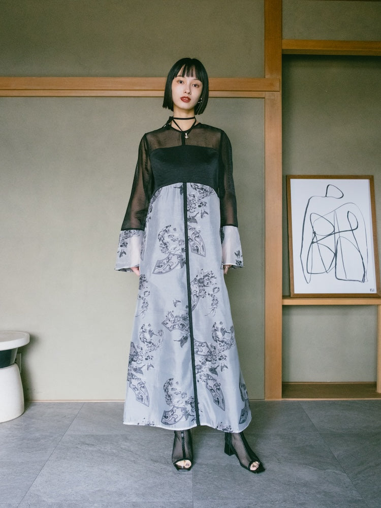Bi-Color Sheer Jacquard Dress｜バイカラーシアージャガードドレス