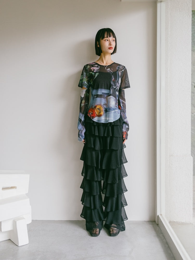 sahara MARTE グリーン オリーブ カーキ ティアードパンツ