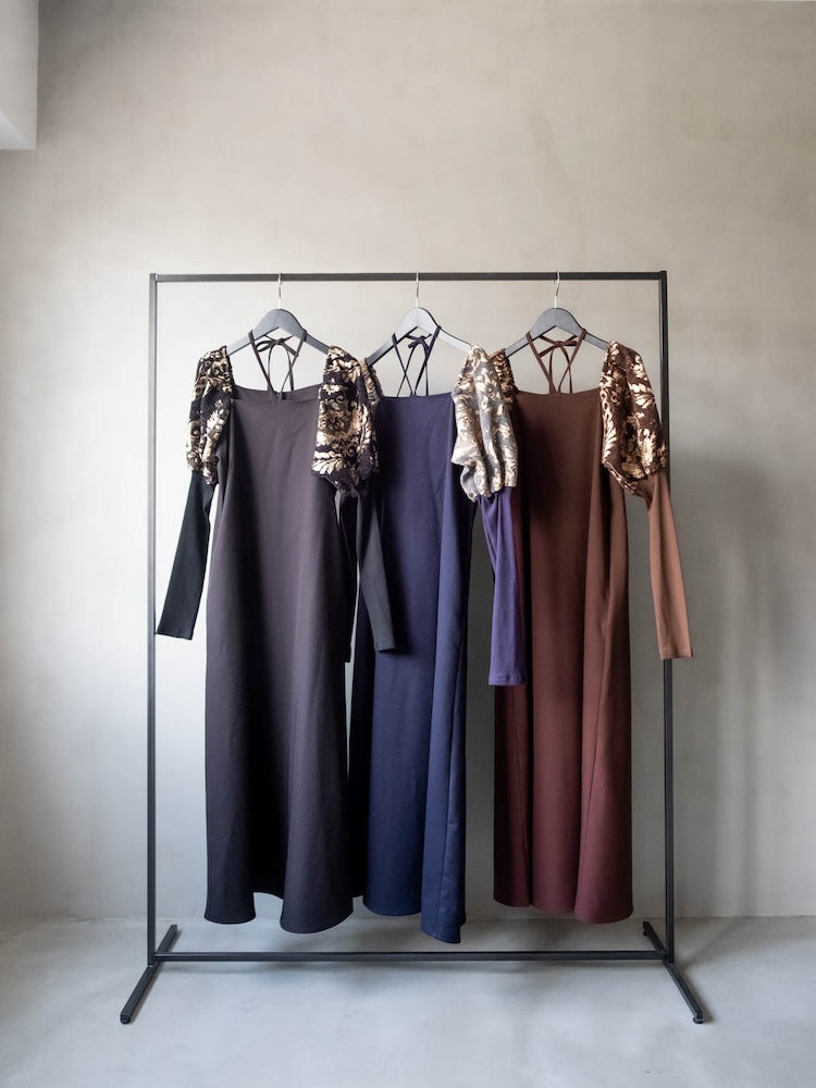 Jacquard Bud Sleeve Dress｜結婚式やお呼ばれドレス｜ジャガード