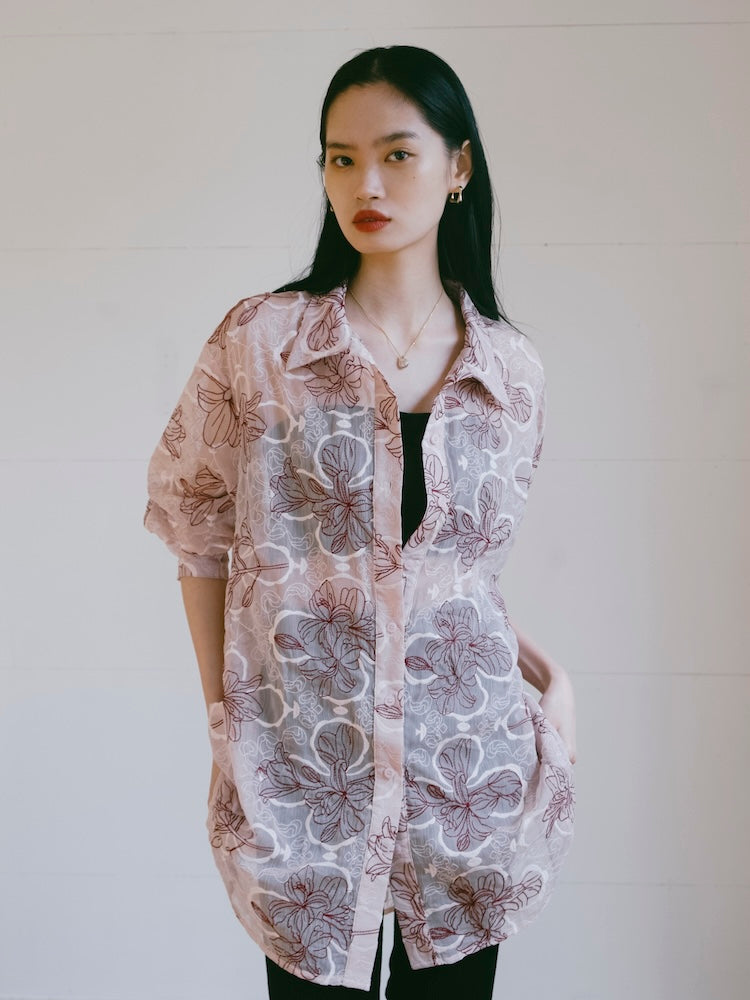 Flower Embroidery Over Shirt｜花柄刺繍オーバーシャツ – MARTE