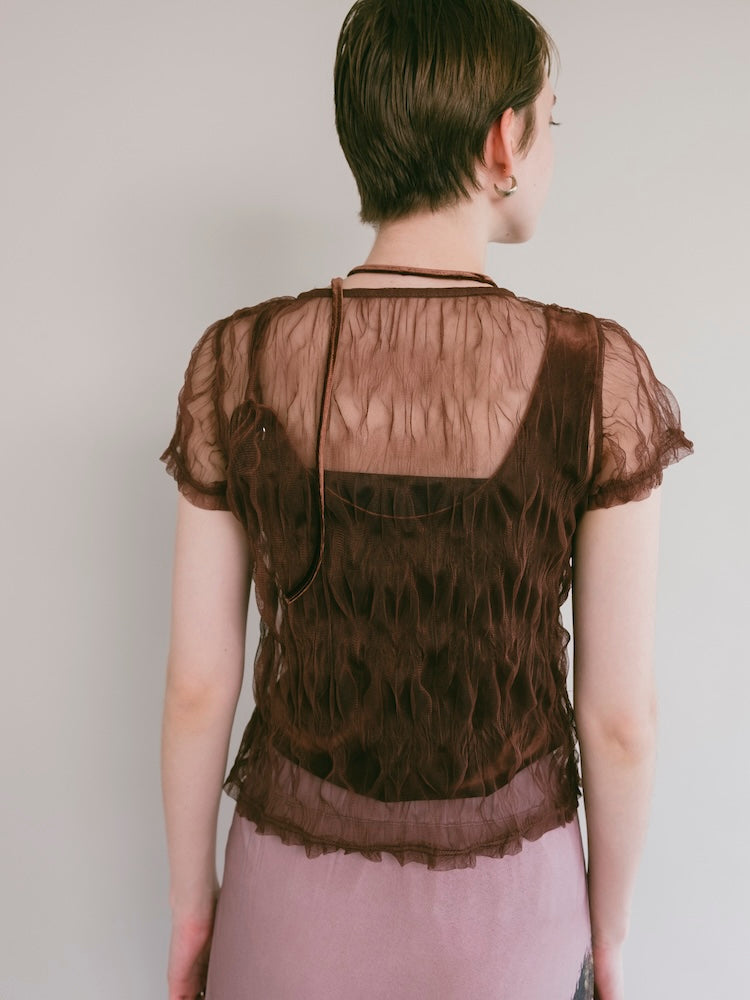 Panel Lace Tulle Top｜レース切り替えチュールトップス – MARTE