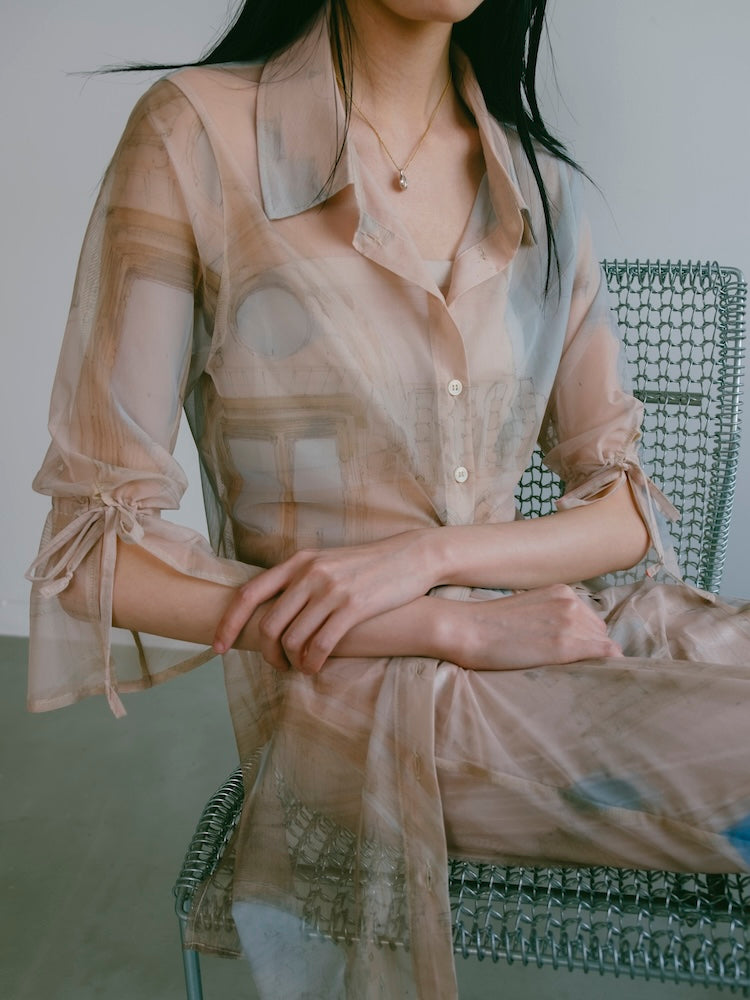 Art Print Sheer Shirt｜アートプリントシアーシャツ – MARTE