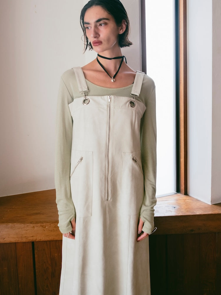 Eyelet Fake Leather Salopette｜アイレットフェイクレザー