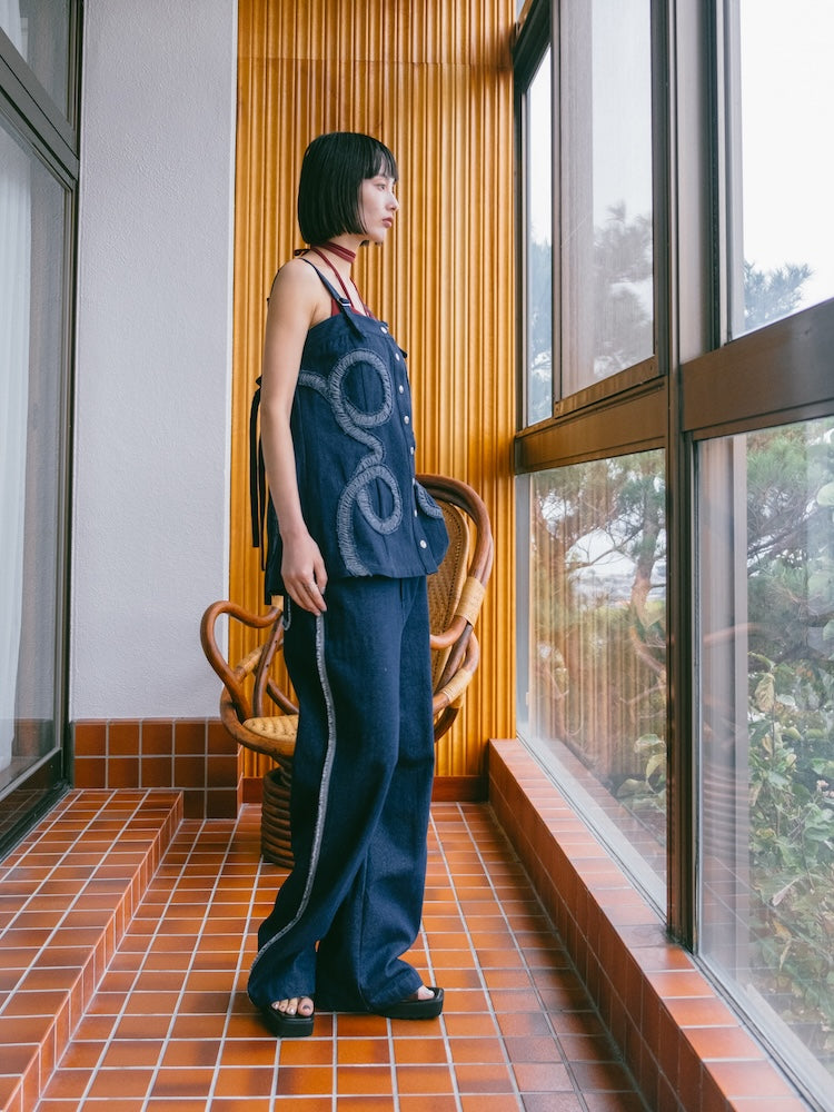 Gathering Tape Denim Bustier｜調節可能なデニムビスチェ – MARTE