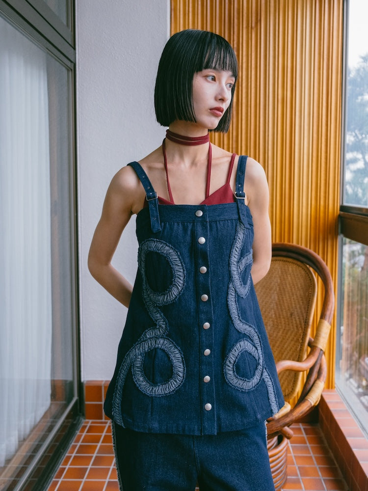Gathering Tape Denim Bustier｜調節可能なデニムビスチェ – MARTE