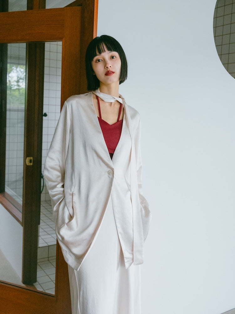 Long Tie Satin Jacket｜ロングタイサテンジャケット – MARTE
