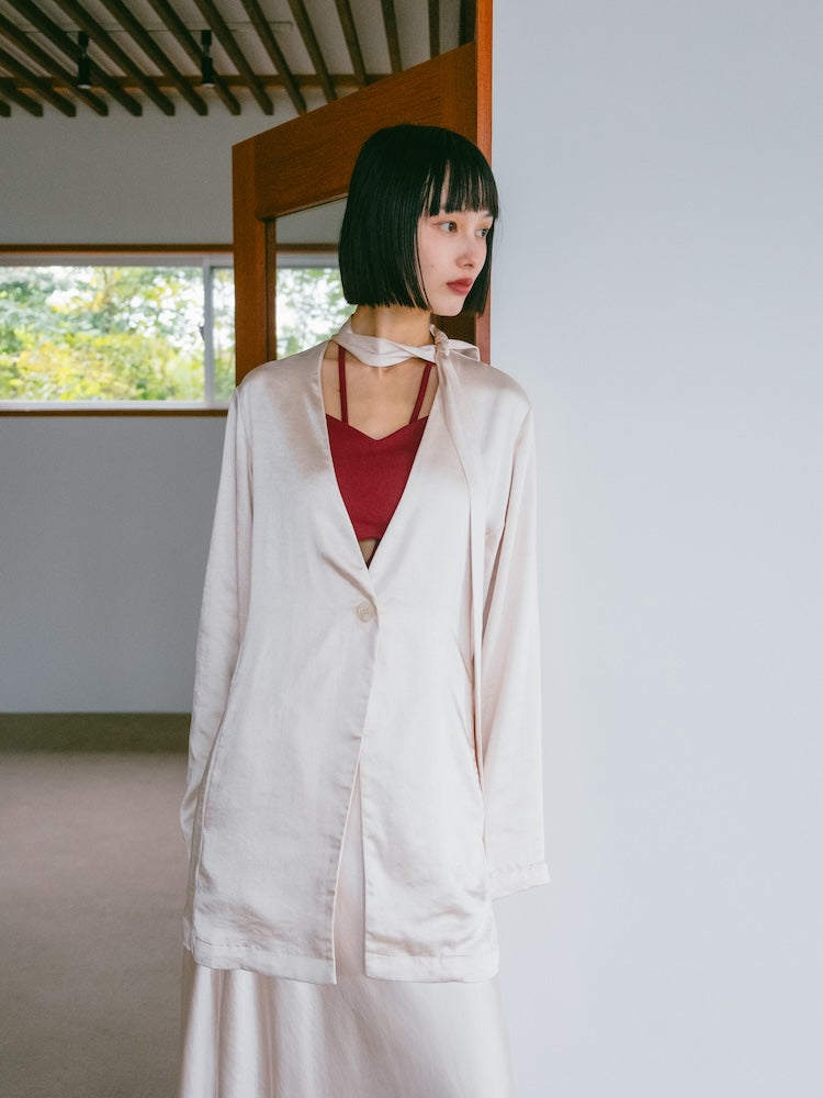 Long Tie Satin Jacket｜ロングタイサテンジャケット – MARTE