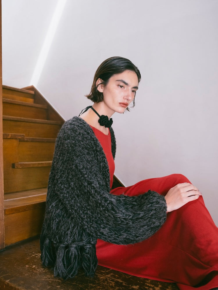 Hand Knitting Fringe Cardigan｜ハンドメイドニット – MARTE