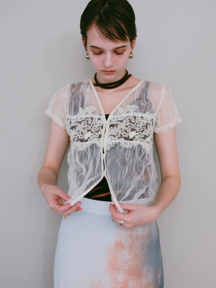 【7月25日(土) 12:00販売開始】Panel Lace Tulle Top