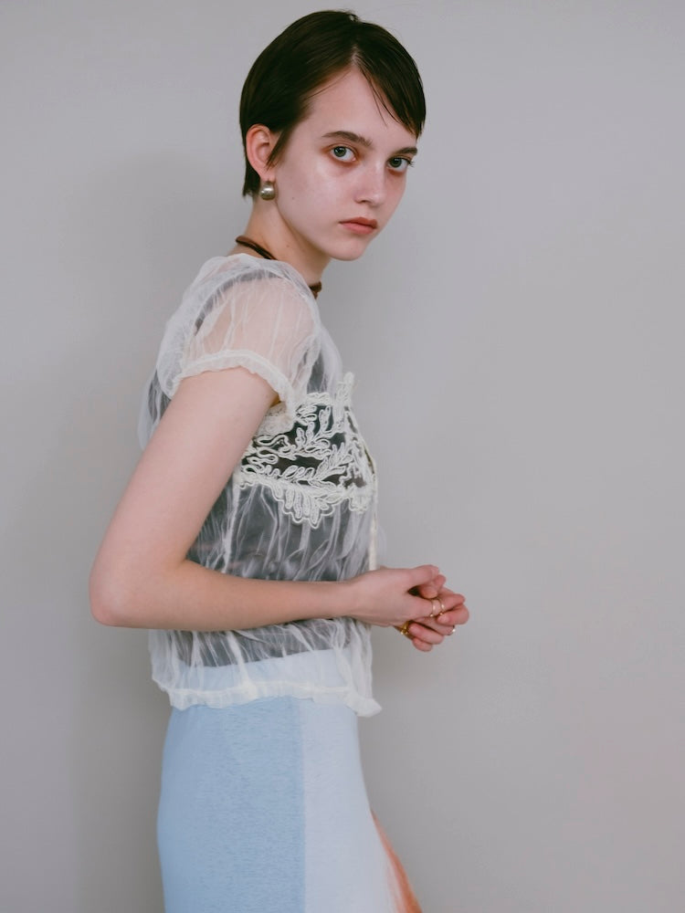 【7月25日(土) 12:00販売開始】Panel Lace Tulle Top