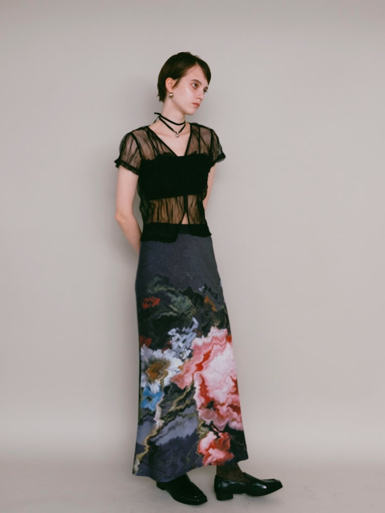 【7月25日(土) 12:00販売開始】Panel Lace Tulle Top