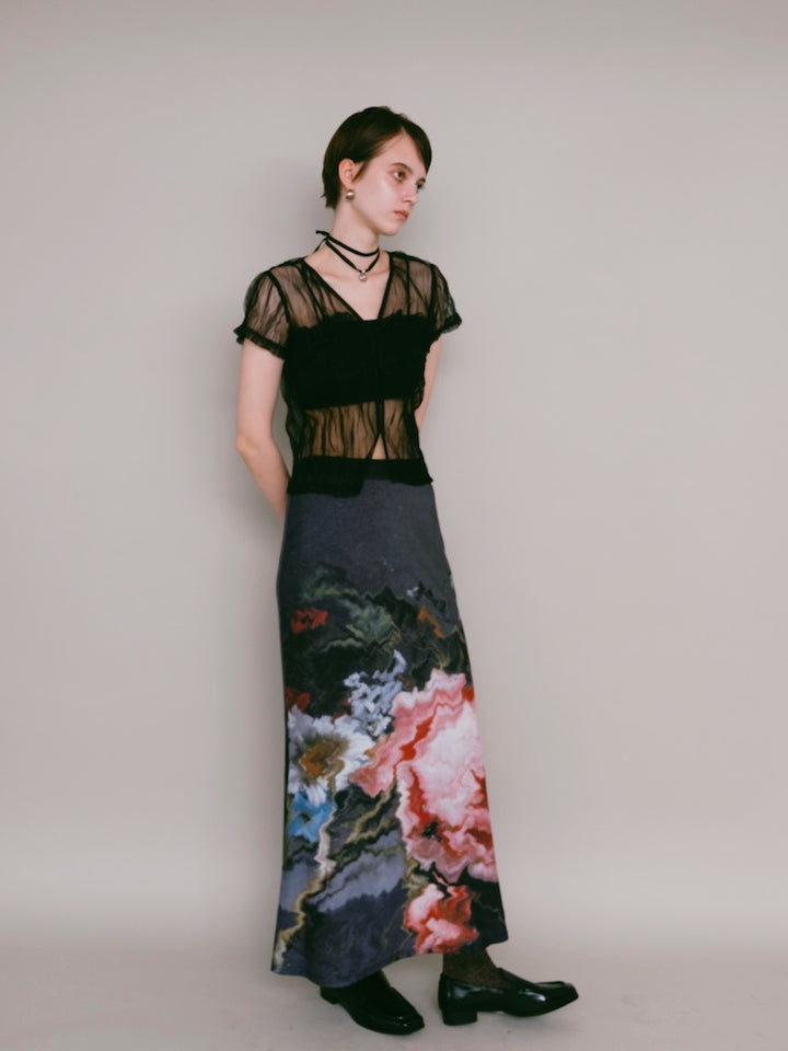 【7月25日(土) 12:00販売開始】Panel Lace Tulle Top