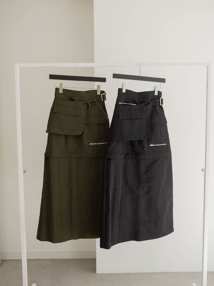 再値下げ【CLOCHE】2wayスカート カーキ Belted 2way Cargo Skirt｜2wayカーゴスカート – MARTE
