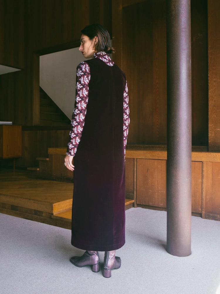 【セルフポートレート】Twisted velvet dress ベロアワンピース 2way Velvet Embroidery Dress｜ベロアオケージョンワンピース