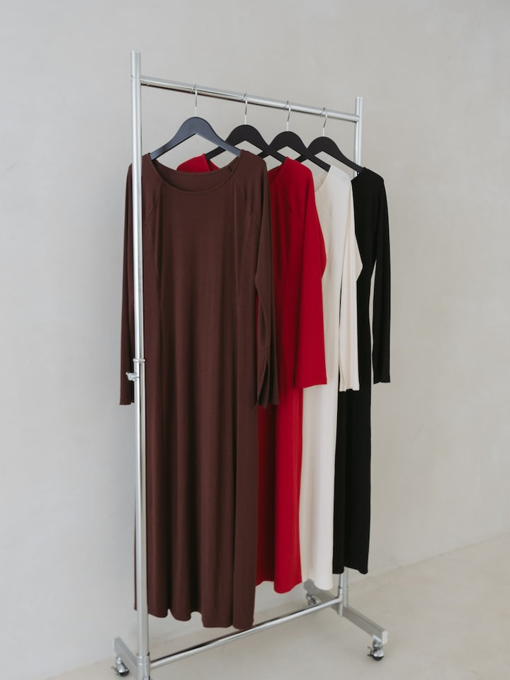 【12月20日(土) 12:00販売開始】Uneck Rib Long Dress