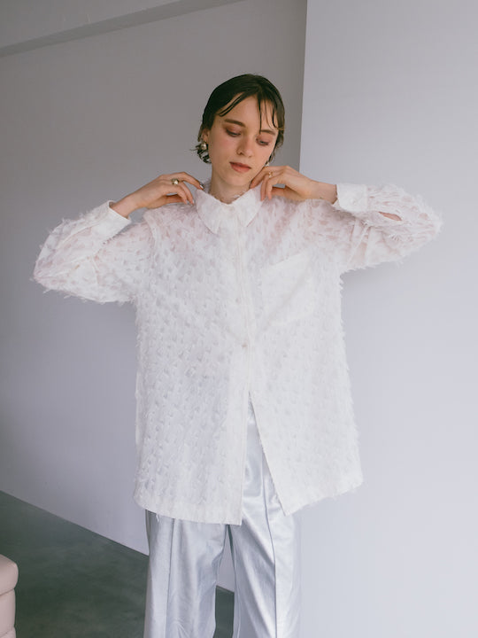 sahara Jacquard Over Shirt ホワイト