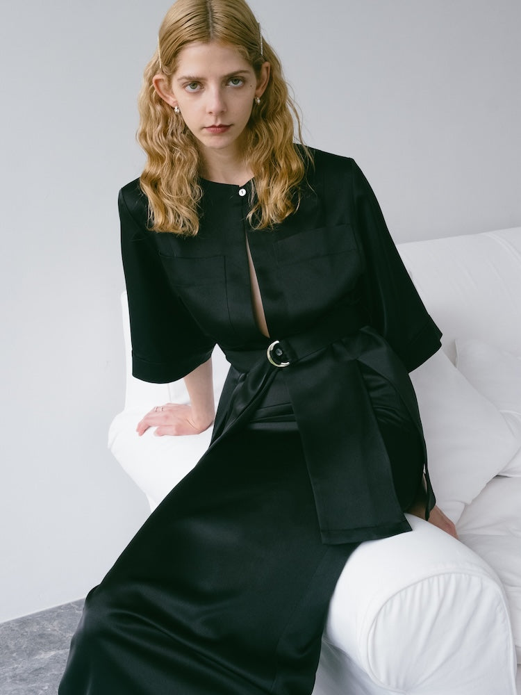 Belted Silky Shirt Jacket｜シルキーシャツジャケット – MARTE