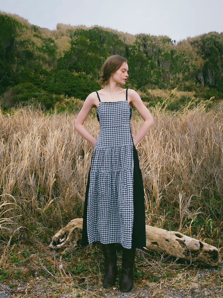 Bi-color Paneled Check Dress – MARTE