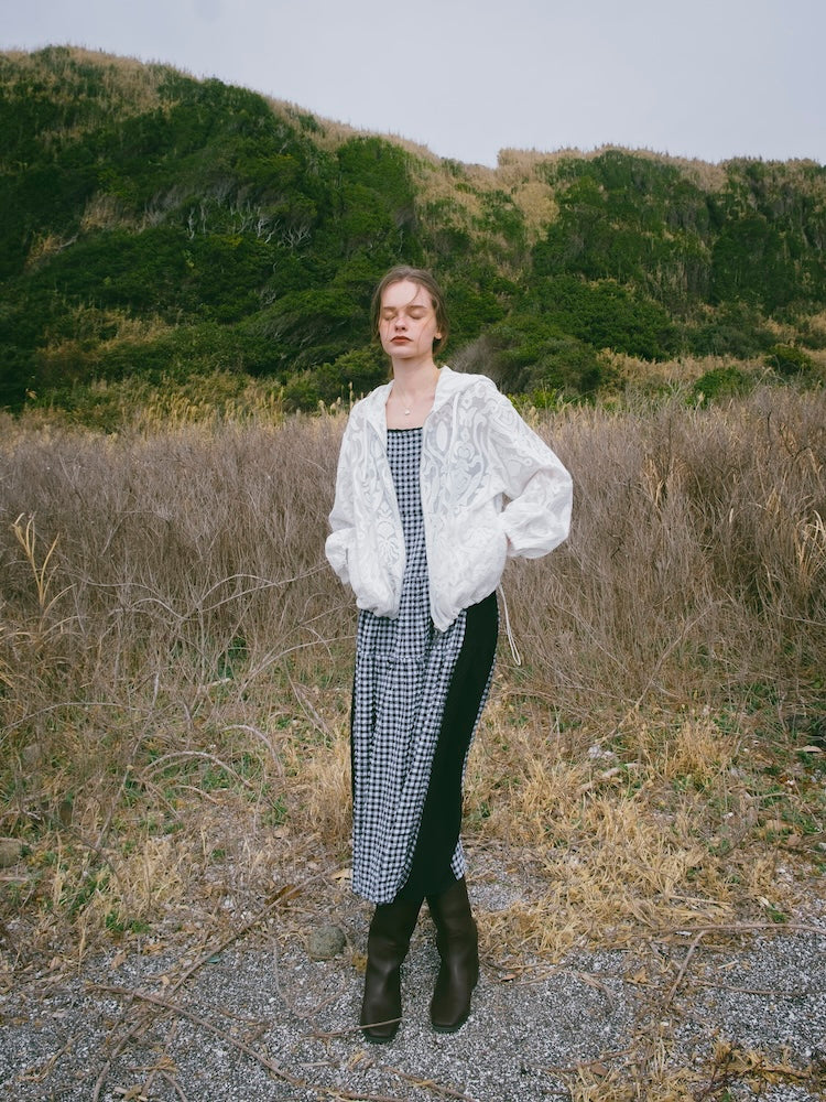 Bi-color Paneled Check Dress｜バイカラー切り替えチェック柄