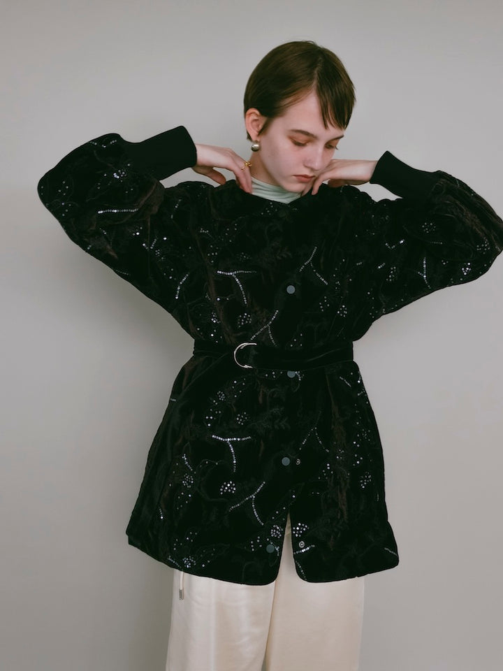 【10月7日(水) 12:00予約販売開始】Velour Embroidery Quilting Coat