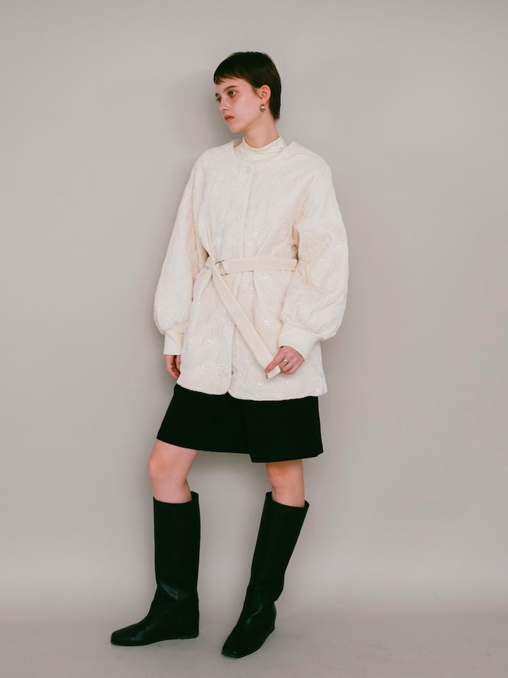 【10月7日(水) 12:00予約販売開始】Velour Embroidery Quilting Coat
