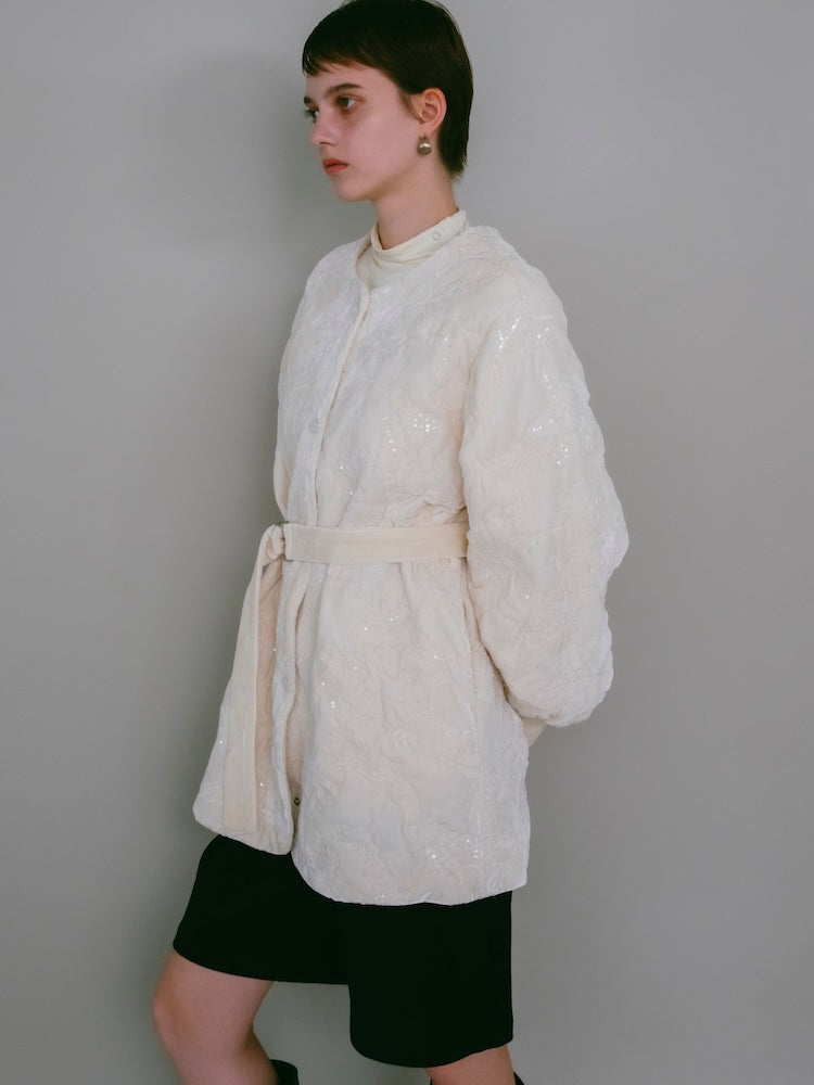 【10月7日(水) 12:00予約販売開始】Velour Embroidery Quilting Coat