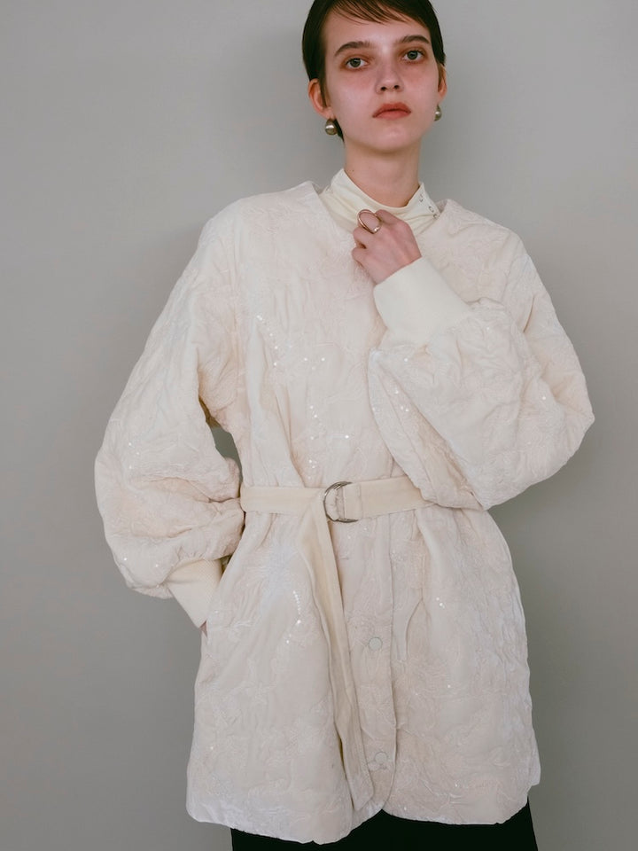 【10月7日(水) 12:00予約販売開始】Velour Embroidery Quilting Coat