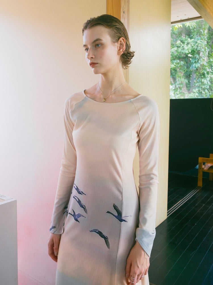 【10月24日(土) 12:00発売開始】Rib Landscape Art Dress